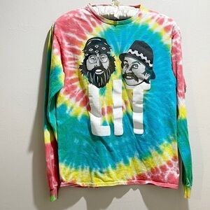 CHEECH & CHONG Men’s LIT Graphic Tie Dye Long Sleeve Crewneck Tee Size Small
